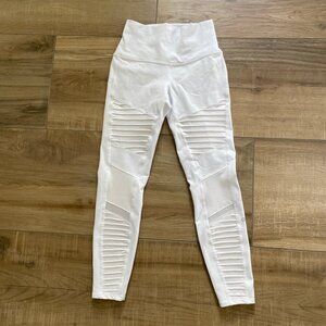 Alo Yoga Leggings Womens XS White Moto Exercise Pilates Gym Workout Tights